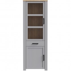 Bohol Two Door One Drawer Display Cabinet - Oak/Grey Front View