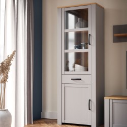 Bohol Two Door One Drawer Display Cabinet - Oak/Grey Mood Shot