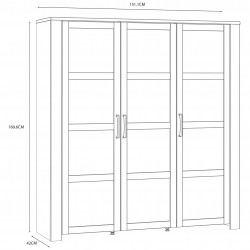 Bohol Three Door Display Cabinet - Dimensions 1