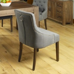 Panaro accent slate grey upholstered dining chair rear view - Slate