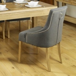 Teramo Slate Grey Accent Upholstered Oak Dining Chair rear 2