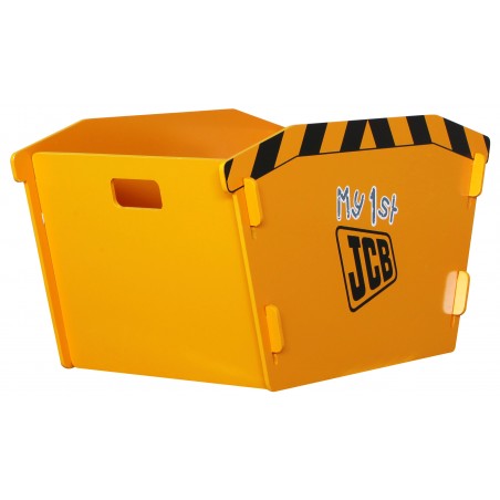 JCB skip toy box with unique slot together design in a yellow paint finish