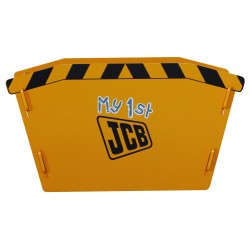 JCB skip toy box with unique slot together design in a yellow paint finish
