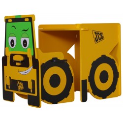 JCB desk and chair with unique slot together design in yellow painted finish