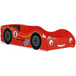 Racing car junior bed with red paint finish. Easily slotted together.