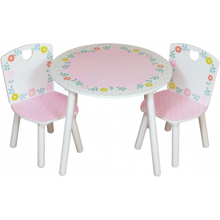 country cottage table & chairs in a painted finish with pastel colours.