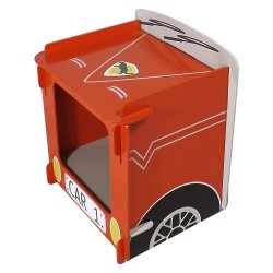 Racing car bedside table in bright red.