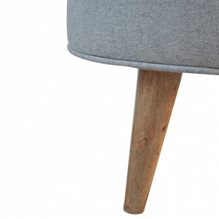 Alborg Round Tweed Footstool - Grey Leg Detail