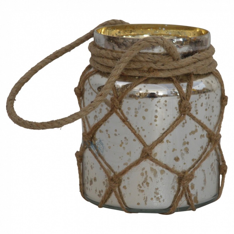 An image of Darrieux Glass Jar Lantern With Rope