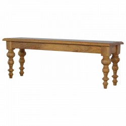 Cappa Solid Wooden Bench with Turned Legs Angle Right