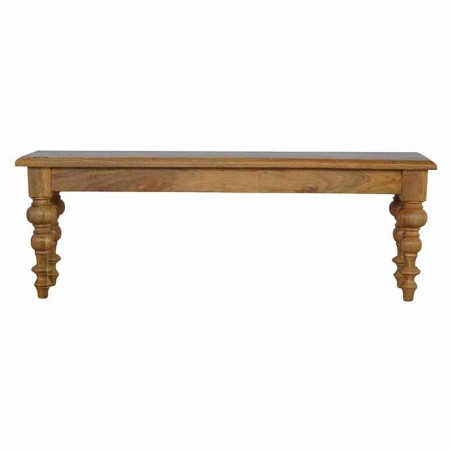 Cappa Solid Wooden Bench with Turned Legs Front