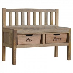 Cappa His & Her Bench With Wooden Basket Front Left Angle