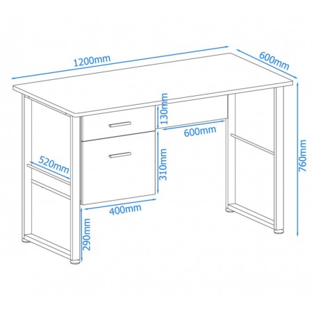 Ultar White Office Desk Dimensions