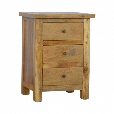 Cappa Rustic 3 Drawer Bedside Table Left Angle