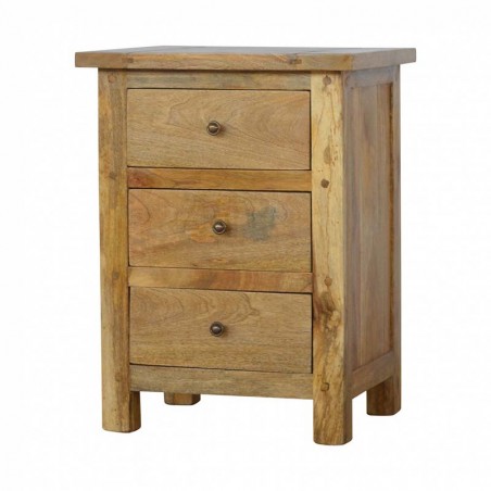 Cappa Rustic 3 Drawer Bedside Table Right Angle