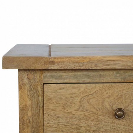 Cappa Rustic 3 Drawer Bedside Table Top Detail