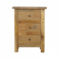 Cappa Rustic 3 Drawer Bedside Table Front