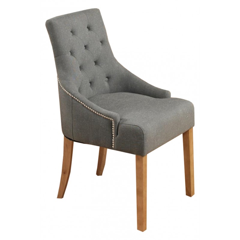 Teramo Slate Grey Accent Upholstered Oak Dining Chair front