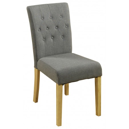 Teramo Slate grey Flare Back Upholstered Oak Dining Chair front