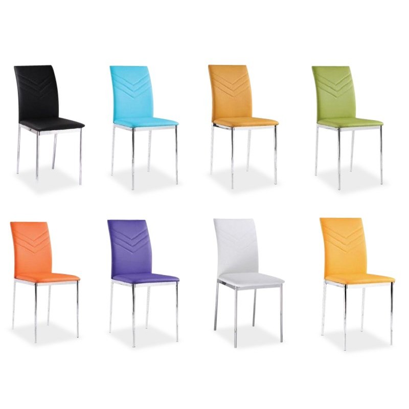 Coloured Faux Leather Dining Chairs, Yellow Faux Leather Dining Chairs