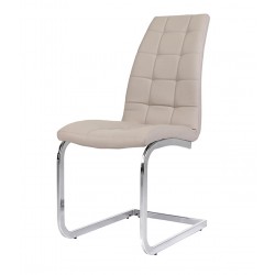 Wubin Faux LeatherCantilever Dining Chair - MINK grey Front View