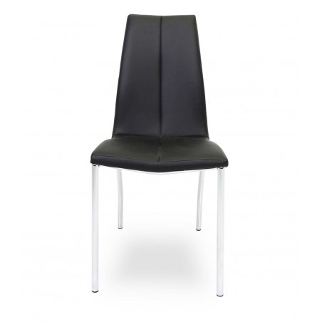 Latham Faux Leather Modern Dining Chair Black front view