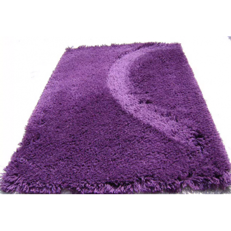 Grampian Shaggy Wool Rug Purple Angled View