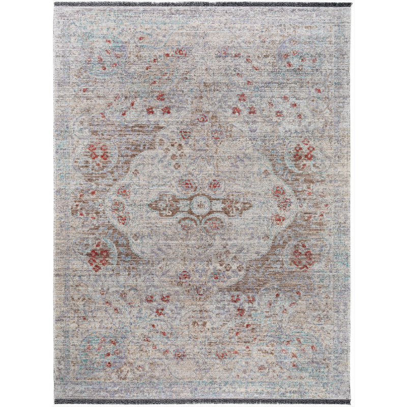 An image of Thea Patchwork Rug - Blue and Grey - 240cm x 200cm
