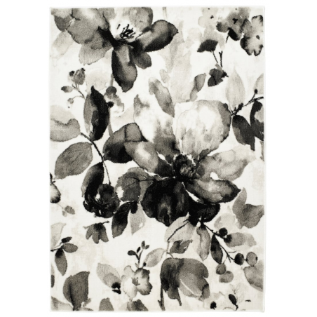 Derriton Watercolour Floral Rug, Grey - top view