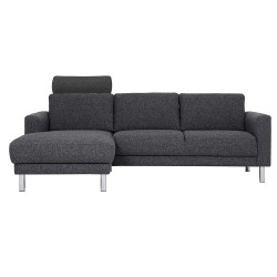 Elyria Chaise longue Sofa LH Dark Grey Front View with Neck pillow