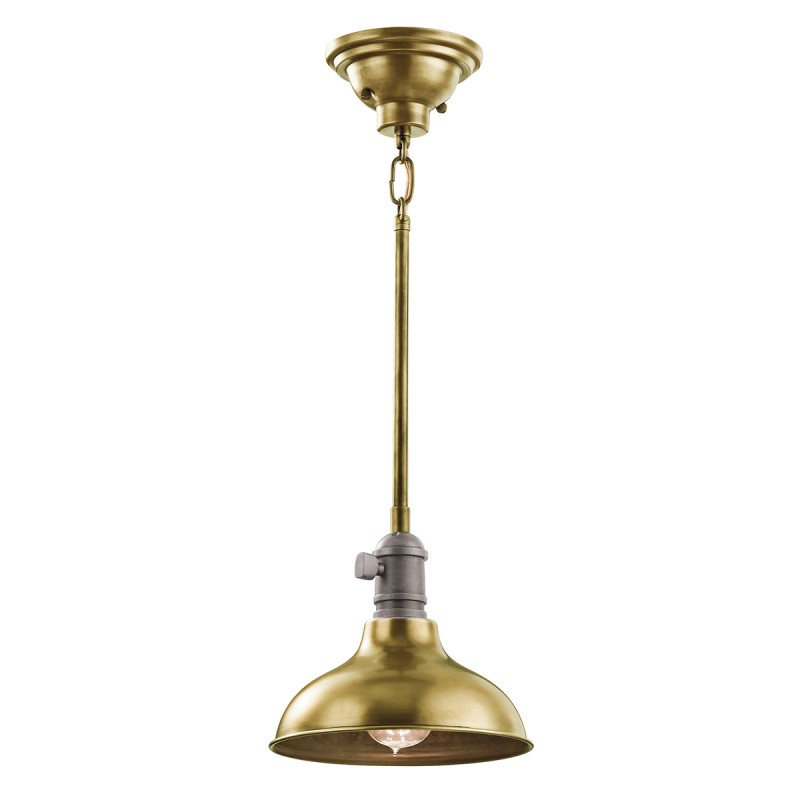 An image of Hoboken Industrial Style Metal Pendant Light - Small - Polished Nickel