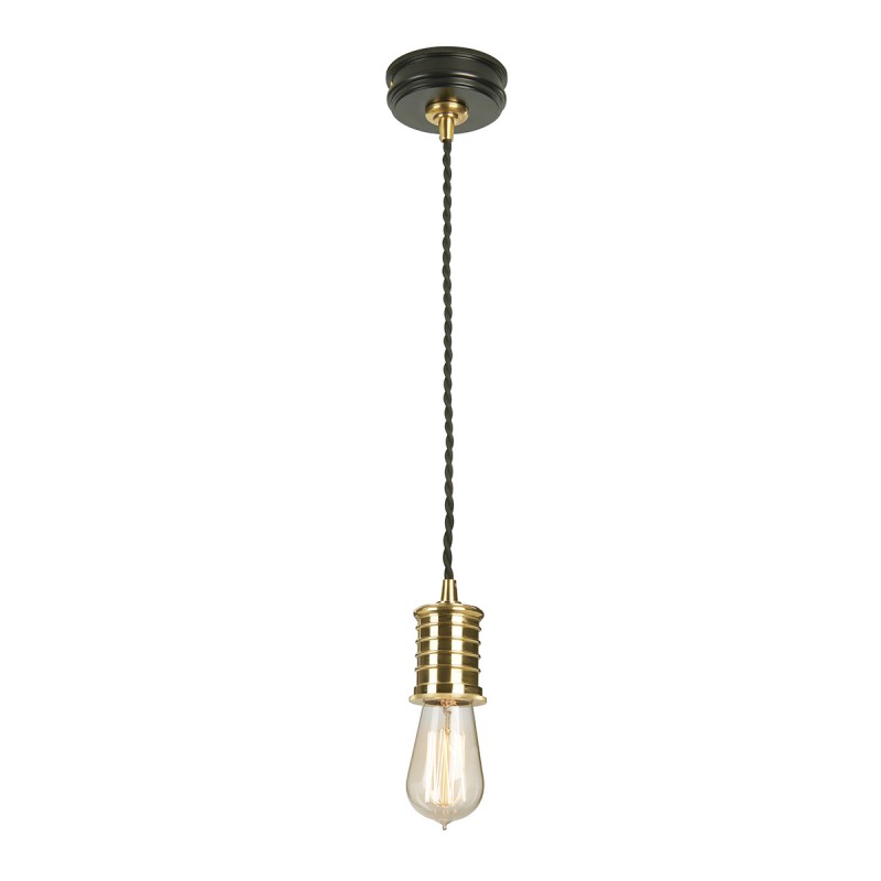 Glenora Metal Bulb Holder & Ceiling Rose Black & Brass