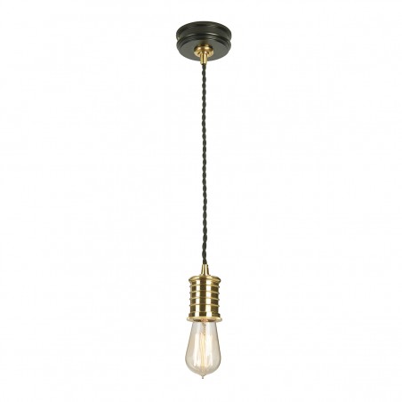 Glenora Metal Bulb Holder & Ceiling Rose Black & Brass