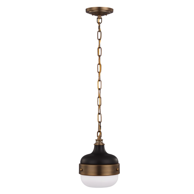 Rowe Industrial Style  Small Light Pendant - Black/Brass