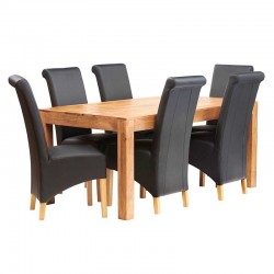 Six seater dining table, white background