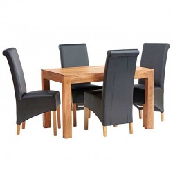 Dining table with four seats, white background