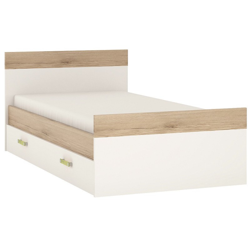 Ari Children's Single Bed With Under Drawer With Lemon Handles, white background