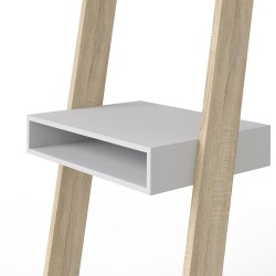 Asti Leaning Desk in White and Oak Storage detail
