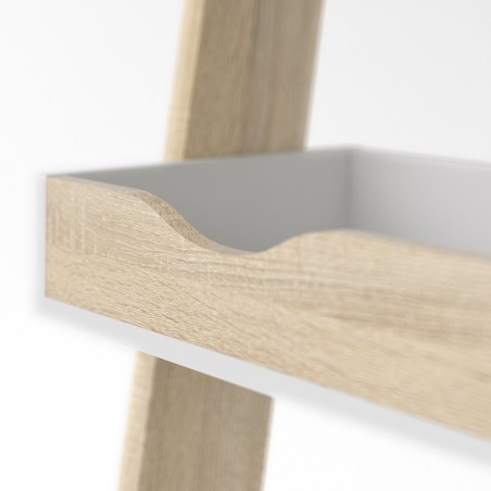 Asti Leaning Desk in White and Oak Close up