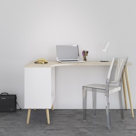 Asti Two Drawer Desk - White/Oak -Mood shot