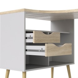 Asti Two Drawer Desk - White/OakClose up drawer detail