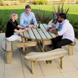 Halwill 8 Seater Round Picnic Table Mood Shot 3