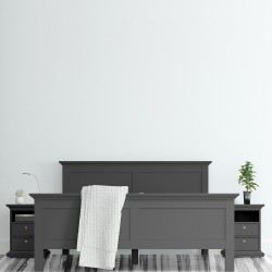 Marlow Bedside Cabinet in matte grey, Mood shot