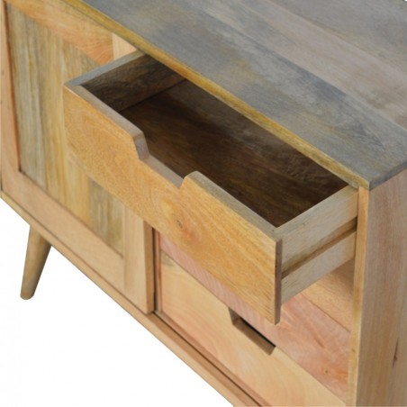 Hadsten Compact Wooden 4 Drawer Sideboard Top Drawer detail