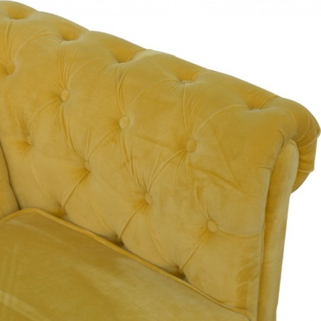 Velvet 2 Seater Chesterfield Sofa - Mustard
