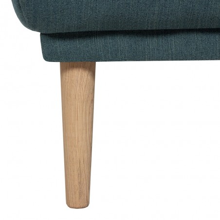 Dark green footstool, oak leg detail