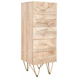 Tanda Light Gold Tall Chest of Drawers, angle view