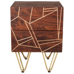 Tanda Dark Gold 2 Drawer Side Table, front view