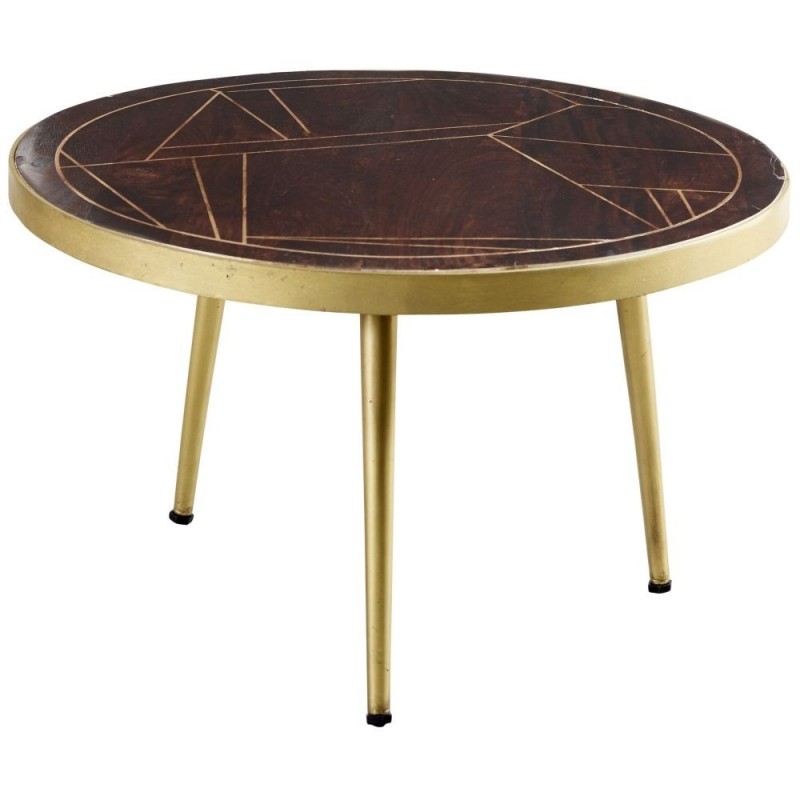 Tanda Dark Gold Round Coffee Table, white background
