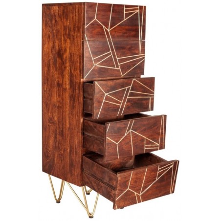 Tanda Dark Gold Tall Chest of Drawers, open drawer detail